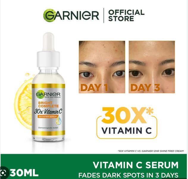 Garnier Bright Complete 30 X Vitamin C Booster Serum 30ml
Garnier Bright Complete 30 X Vitamin C Booster Serum 30ml