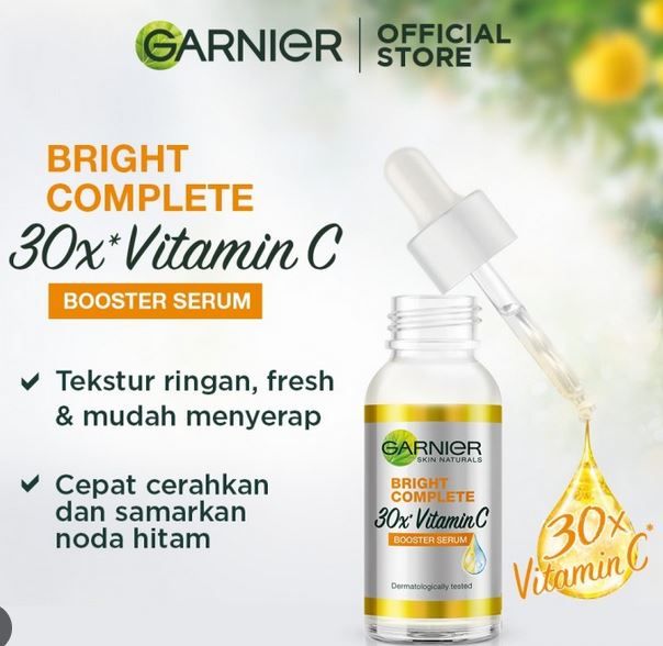 Garnier Bright Complete 30 X Vitamin C Booster Serum 30ml
Garnier Bright Complete 30 X Vitamin C Booster Serum 30ml