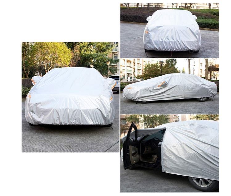 Universal grey Car Cover Outdoor Weather Waterproof Breathable Scratch Rain Snow Heat Resistant Protection Car Covers. - Size YXL