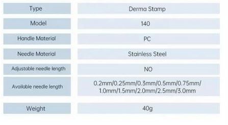 Derma Stamp System Hair Regrowth Professional 140 Microneedles Anti Wrinkle Therapy Dermastamp Roller Skin Beard Growth Care Tool with 0.2/0.25/0.3/0.5/0.75/1.0/1.5/2.0/2.5/3.0mm