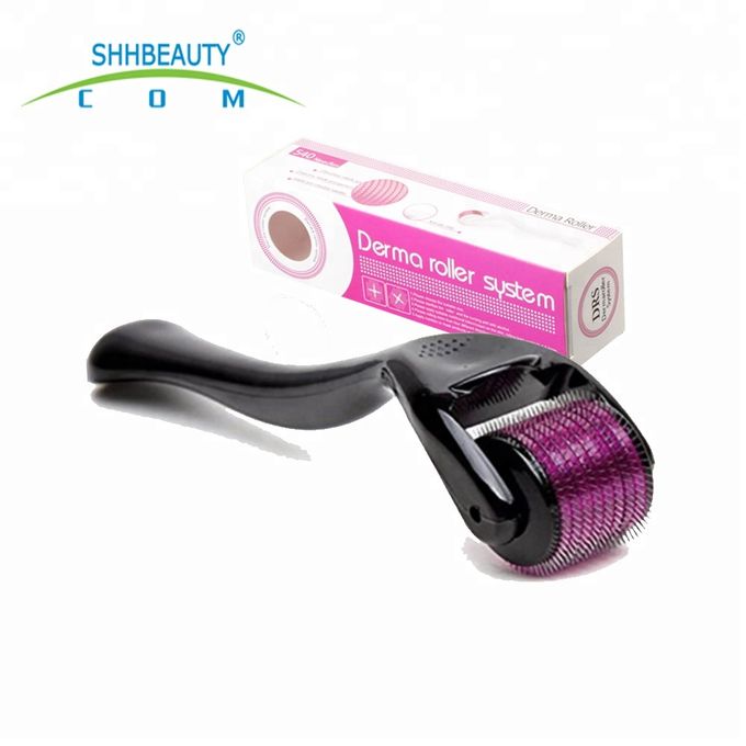 1.5MM Derma Roller 540 purple micro needle Dermaroller Beard Hair Growth Skin Face Wrinkle & Anti-Aging Acne Scar Derma Microneedling roller Rejuvenation Hair Loss Regrowth