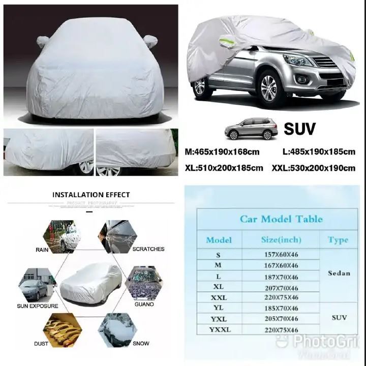 Universal grey Car Cover Outdoor Weather Waterproof Breathable Scratch Rain Snow Heat Resistant Protection Car Covers. - Size YXL