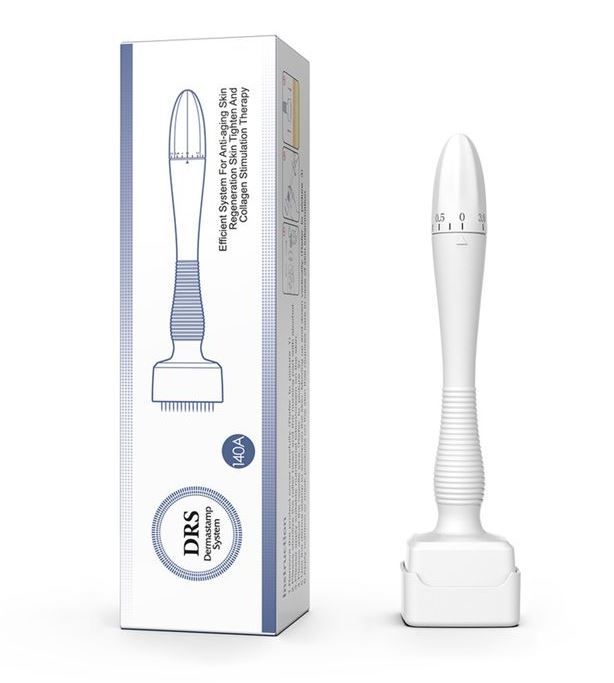 Derma Stamp System Hair Regrowth Professional 140 Microneedles Anti Wrinkle Therapy Dermastamp Roller Skin Beard Growth Care Tool with 0.2/0.25/0.3/0.5/0.75/1.0/1.5/2.0/2.5/3.0mm