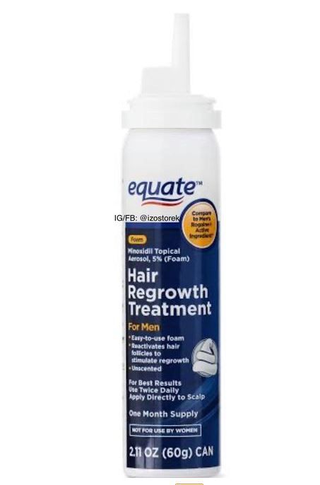 Equate Minoxidil 5 % foam - 1 Month Supply (60g) Hair regrowth Treatment,   
Equate foam - 1 Month Supply (60g)
 Minoxidil 5 % Equate foam - 1 Month Supply