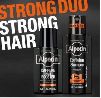 Alpecin Black Edition Caffeine Hair Booster, Scalp Tonic for Men's Thinning Hair Growth - 200ml                                                                  .