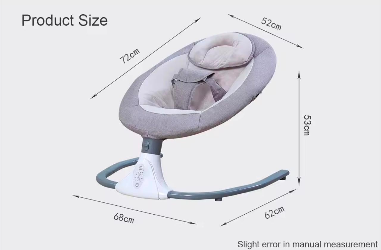Electric Smart Baby Electric Rocking Chair Baby Swing Cradle w/ Bluetooth Music-Grey/Blue/Pink  Multicolor  ( From Newborn To 2 Years)                                   .