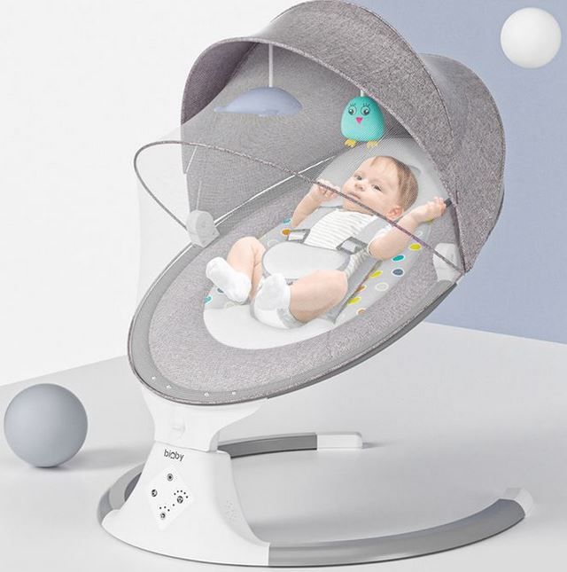 Electric Smart Baby Electric Rocking Chair Baby Swing Cradle w/ Bluetooth Music-Grey/Blue/Pink  Multicolor  ( From Newborn To 2 Years)                                   .