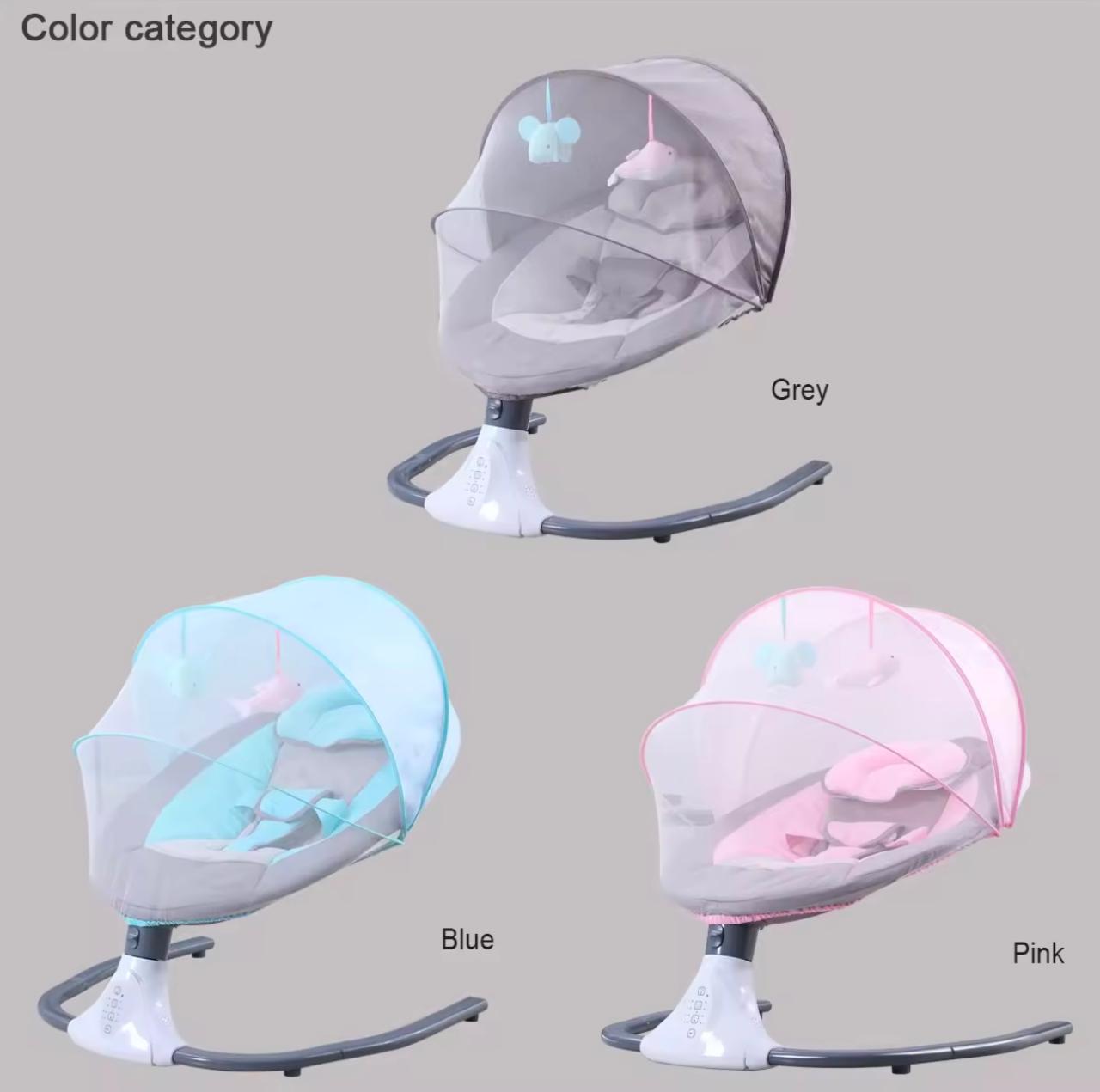 Electric Smart Baby Electric Rocking Chair Baby Swing Cradle w/ Bluetooth Music-Grey/Blue/Pink  Multicolor  ( From Newborn To 2 Years)                                   .