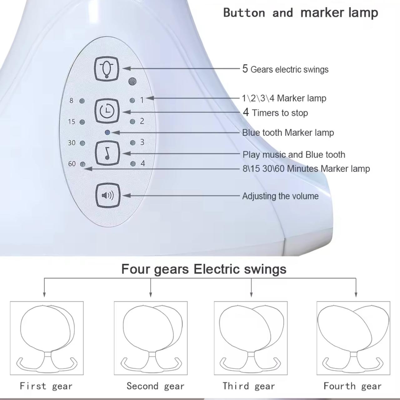 Electric Smart Baby Electric Rocking Chair Baby Swing Cradle w/ Bluetooth Music-Grey/Blue/Pink  Multicolor  ( From Newborn To 2 Years)                                   .
