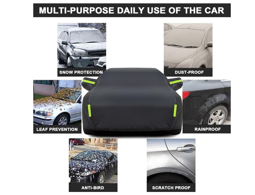 Universal grey Car Cover for Mercedes-Benz E63,E63 BiTurbo,E63 BiTurbo V8, Car Cover Waterproof Dustproof UV Resistant with Reflective Strips Outdoor Car Cover                                .