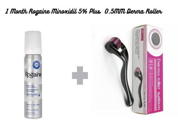 Men's Rogaine 5% Minoxidil Hair Regrowth Treatment Foam +  dermaroller or Dermastamp,1 month supply guaranteed results for HAIR LOSS REGROW HAIR $BEARDS REDUCE PATCHES GET RID OF BALDING& HAIR