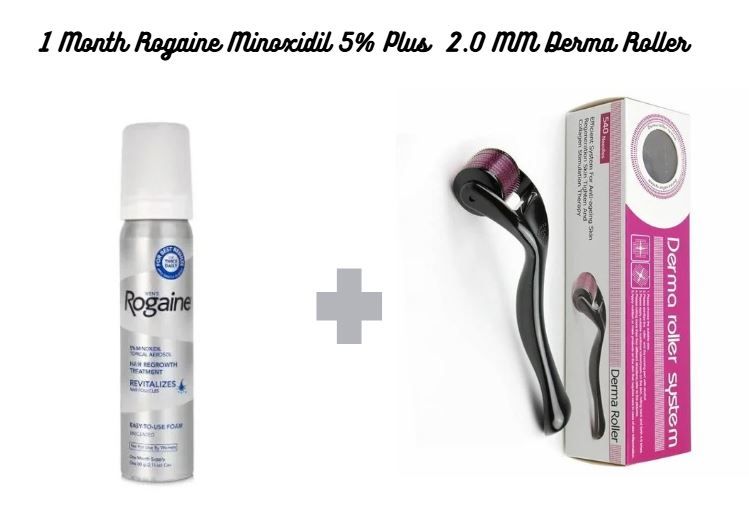 Men's Rogaine 5% Minoxidil Hair Regrowth Treatment Foam +  dermaroller or Dermastamp,1 month supply guaranteed results for HAIR LOSS REGROW HAIR $BEARDS REDUCE PATCHES GET RID OF BALDING& HAIR