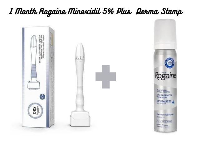 Men's Rogaine 5% Minoxidil Hair Regrowth Treatment Foam +  dermaroller or Dermastamp,1 month supply guaranteed results for HAIR LOSS REGROW HAIR $BEARDS REDUCE PATCHES GET RID OF BALDING& HAIR