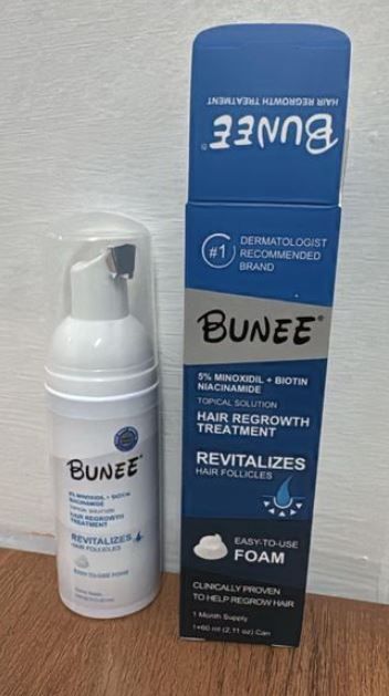 BUNEE Signature 5% Minoxidil Hair +Niacinamide + Biotin Growth Treatment, Can Foam Aerosol
 BUNEE Hair Regrowth Foam (5% Minoxidil + Biotin +Niacinamide)