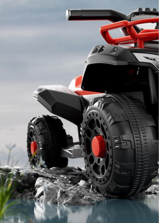 Kids Bike Kids Electric Bike All Terrain ATV 4 Wheeler, 6V4.5battery Electric ATV Ride On Toy for Small Kids, 380W Motor, LED Lights - Red