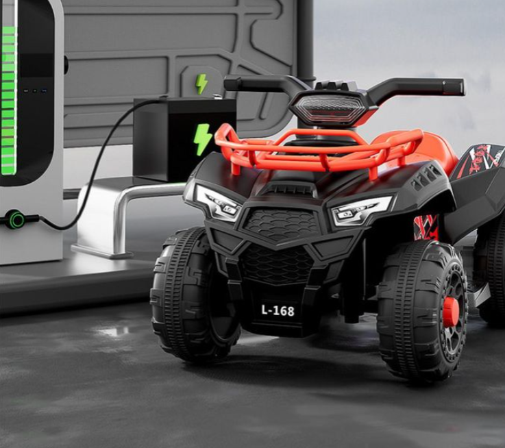 Kids Bike Kids Electric Bike All Terrain ATV 4 Wheeler, 6V4.5battery Electric ATV Ride On Toy for Small Kids, 380W Motor, LED Lights - Red