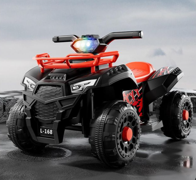 Kids Bike Kids Electric Bike All Terrain ATV 4 Wheeler, 6V4.5battery Electric ATV Ride On Toy for Small Kids, 380W Motor, LED Lights - Red