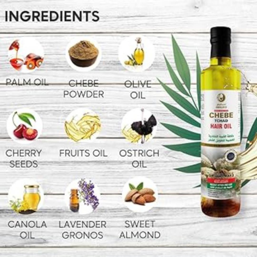 Amalico chebe oil chebe hair oil enhanced with natural chebe powder- import from tchad