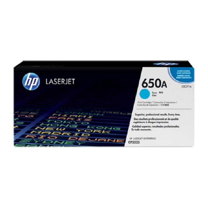 HP 650A Cyan LaserJet Toner Cartridge (CE271A)