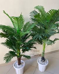 ARTIFICIAL /FAUX GREEN PALM TREE HOME DECOR TREE( 120CM/150CM /180CM) HOME/OFFICE/BEDROOM/HALLWAY DECOR(comes with white pebbles, sawdust and a white pot)