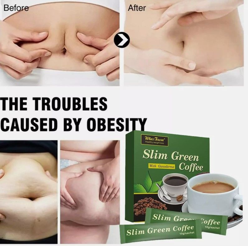 Slim Green Coffee with Ganoderma | Instant Coffee for Weight Loss,Detox,  Appetite Control, Bloating, and Metabolism