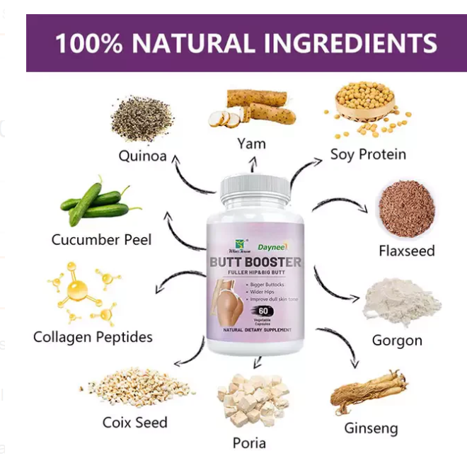 Natural Butt BoosterCapsule | Capsule for Wider Hips, Bigger Buttocks andhelps to increase the size of a woman's buttocks, hips, and thighs in a natural and inexpensive way Smooth Skin