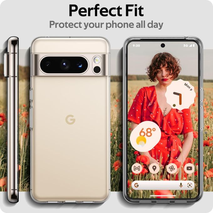 Shockproof Gel Rubber Soft Silicone Protective Phone Case Cover for Google Pixel 8 Pro (Clear)
