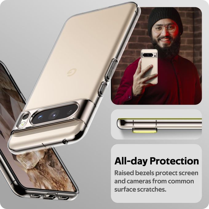 Shockproof Gel Rubber Soft Silicone Protective Phone Case Cover for Google Pixel 8 Pro (Clear)