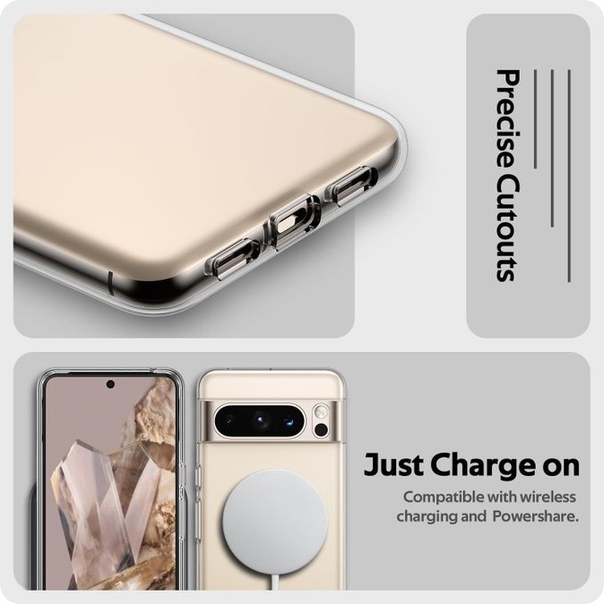 Shockproof Gel Rubber Soft Silicone Protective Phone Case Cover for Google Pixel 8 Pro (Clear)