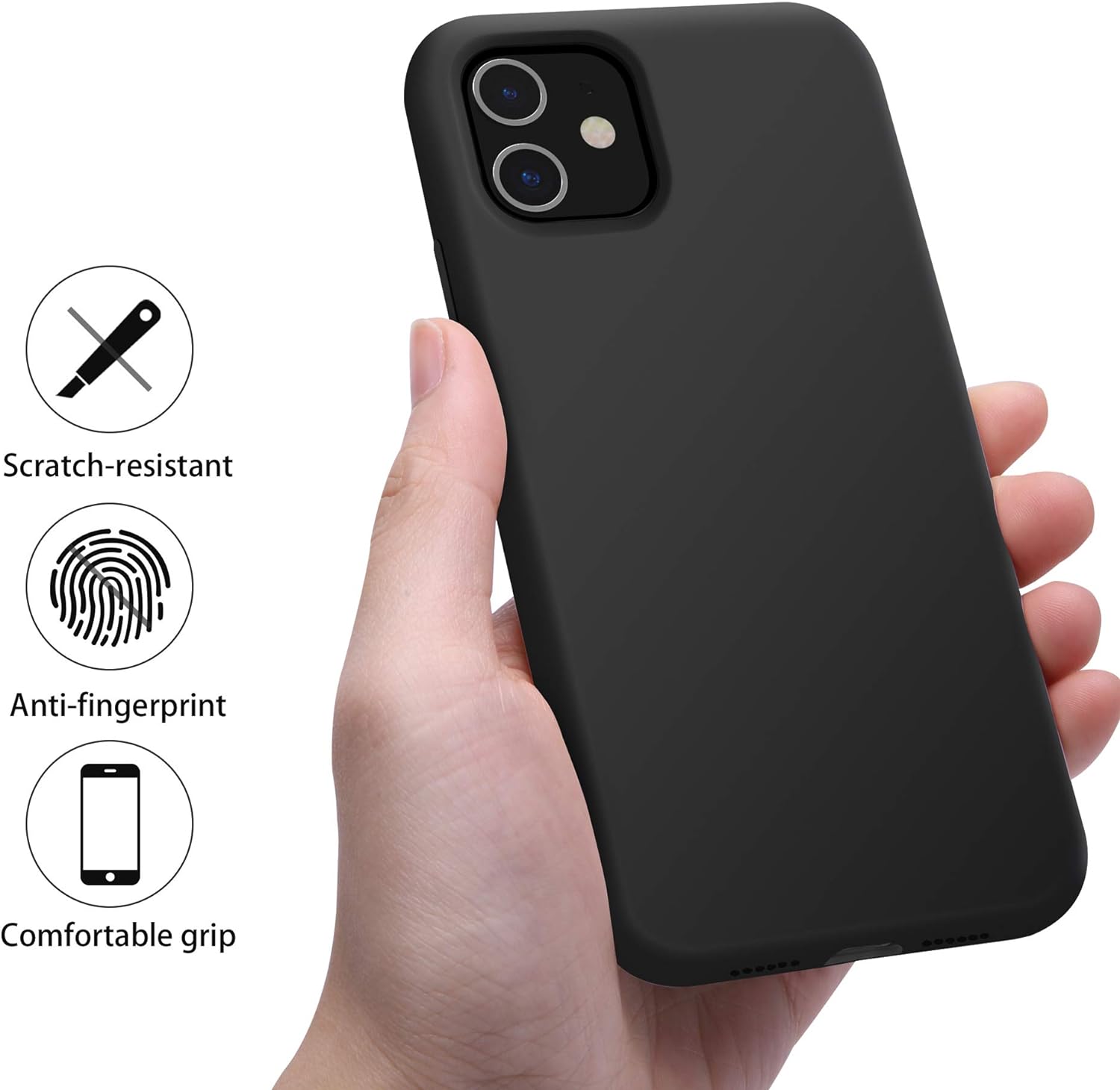 iPhone 11 Case, Liquid Silicone Case, Full Body Protective Cover, Anti-Scratch Soft Microfiber Lining, 6.1 inch