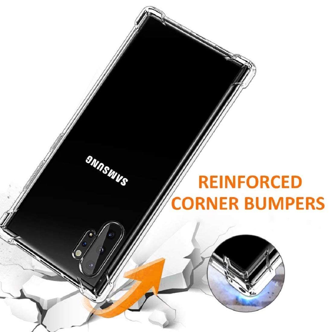 Clear Back Case for Samsung Galaxy Note 10 Plus Back Cover Slim Clear Camera Protection Anti-Slip Grip