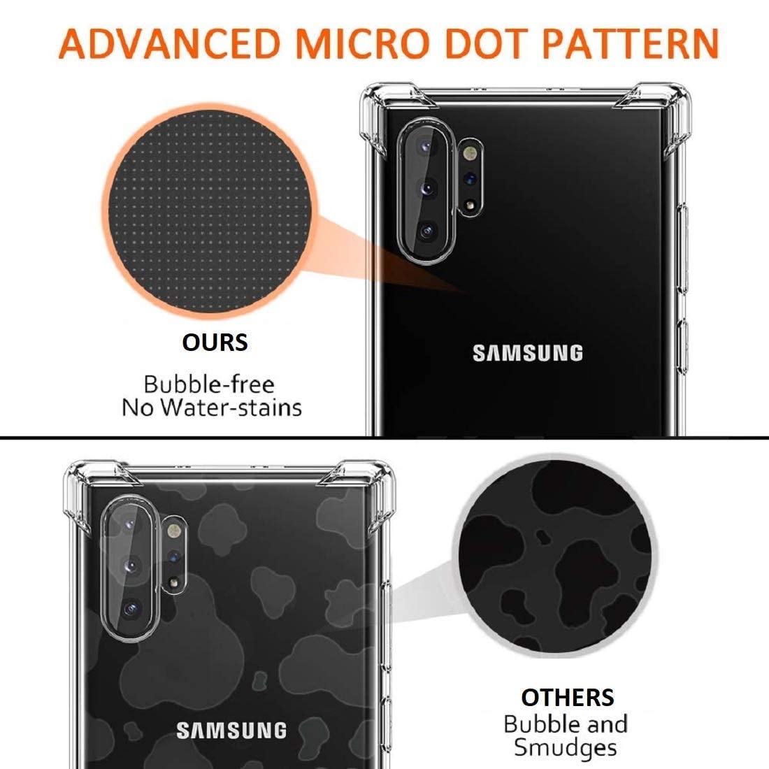 Clear Back Case for Samsung Galaxy Note 10 Plus Back Cover Slim Clear Camera Protection Anti-Slip Grip