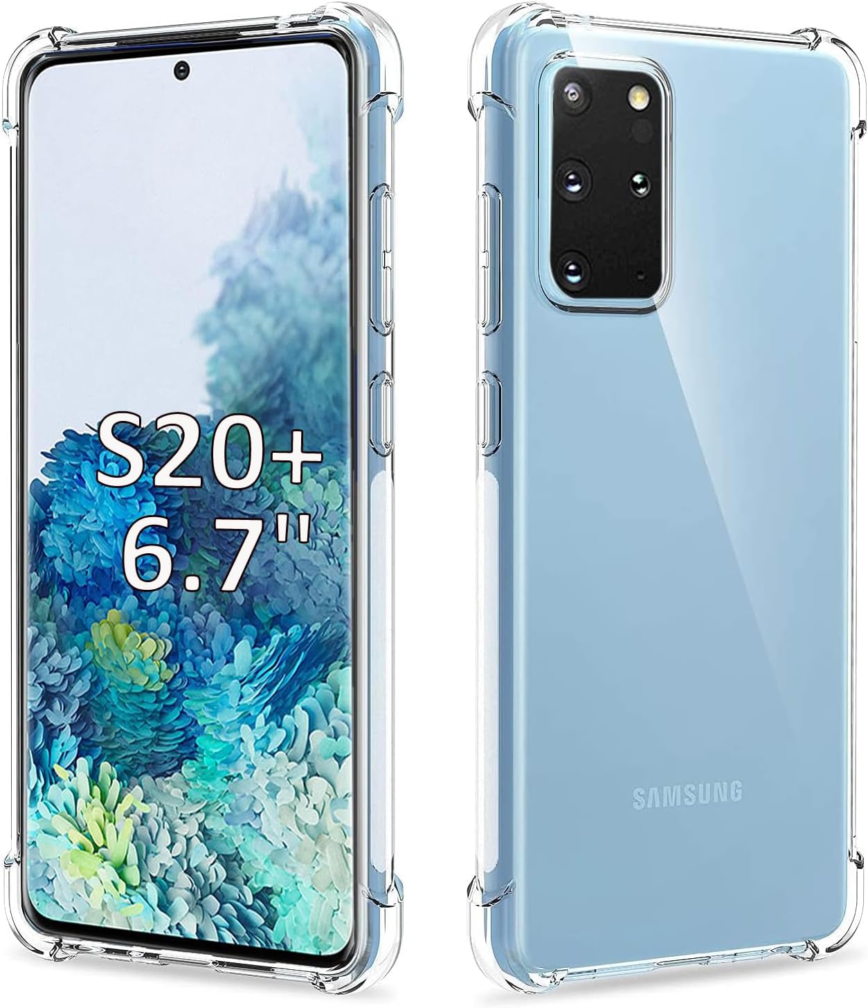 Clear slim Back cover Case for Samsung Galaxy S20 plus/S20+ Camera Protection Anti-Slip Grip