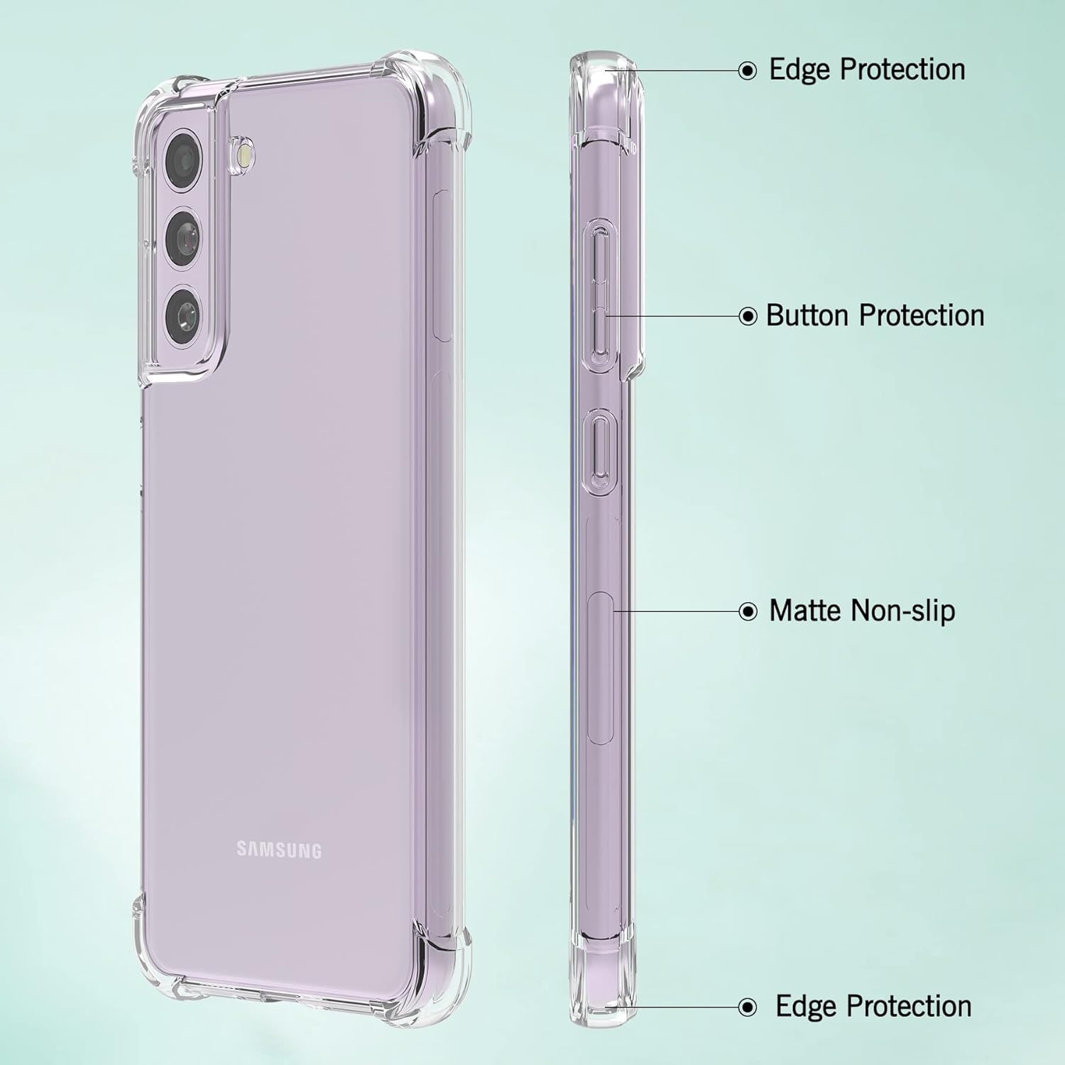 Clear slim  anti grip slip Back cover Case for Samsung Galaxy S21 Fe-Transaparent design