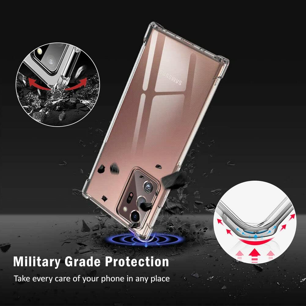 Crystal Clear Case for Samsung Galaxy Note 20 Ultra 5G Hybrid Design Hard PC Back Cover with Flexible TPU