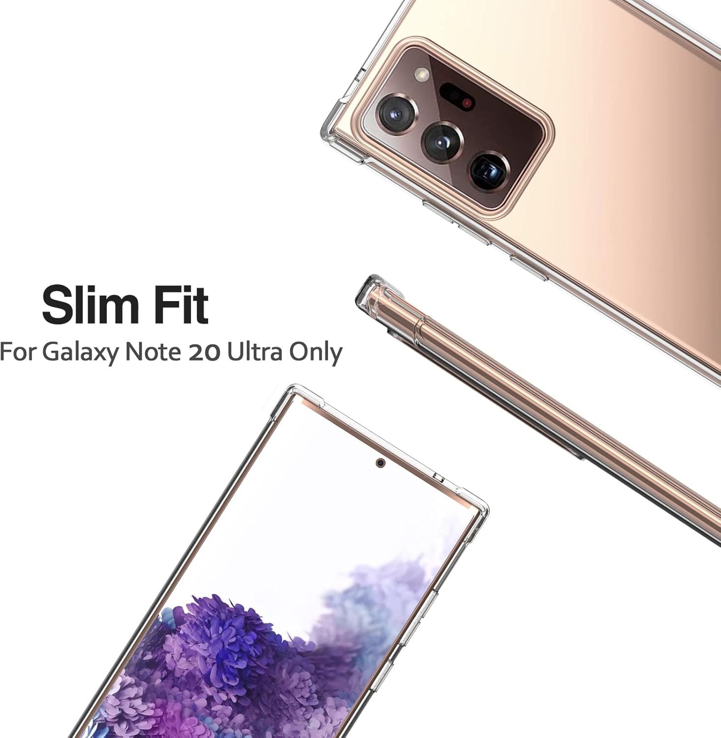 Crystal Clear Case for Samsung Galaxy Note 20 Ultra 5G Hybrid Design Hard PC Back Cover with Flexible TPU