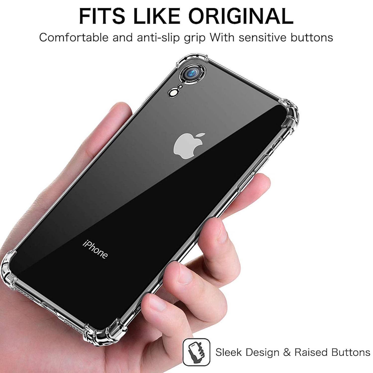 Crystal Clear Case/cover for Iphone XR Hybrid Design Hard PC Back Cover with Flexible silicone Anti scratch