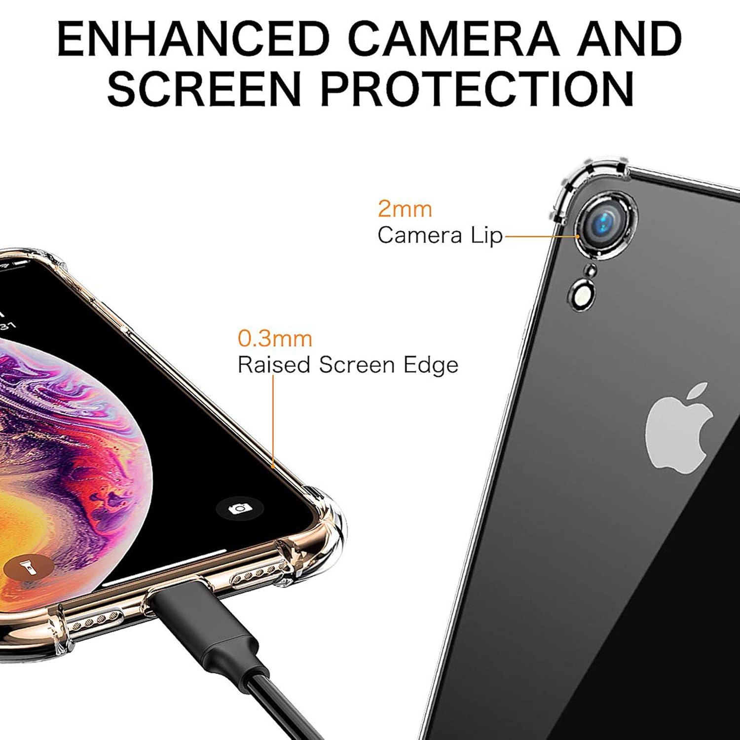 Crystal Clear Case/cover for Iphone XR Hybrid Design Hard PC Back Cover with Flexible silicone Anti scratch