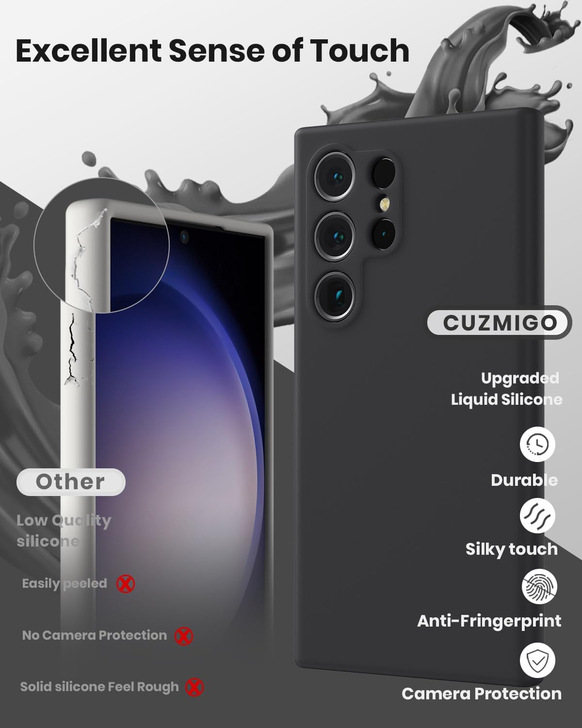 Liquid Silicone Case/cover for Samsung Galaxy S24 ultra. Jelly Rubber Bumper Case with Soft Microfiber Lining