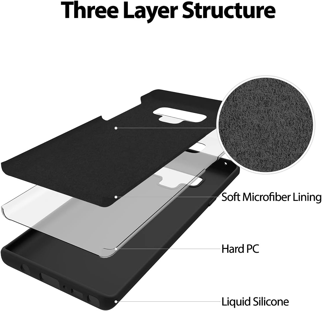 Liquid Silicone Case/cover for Samsung Galaxy Note 9. Jelly Rubber Bumper Case with inside Soft Microfiber Lining