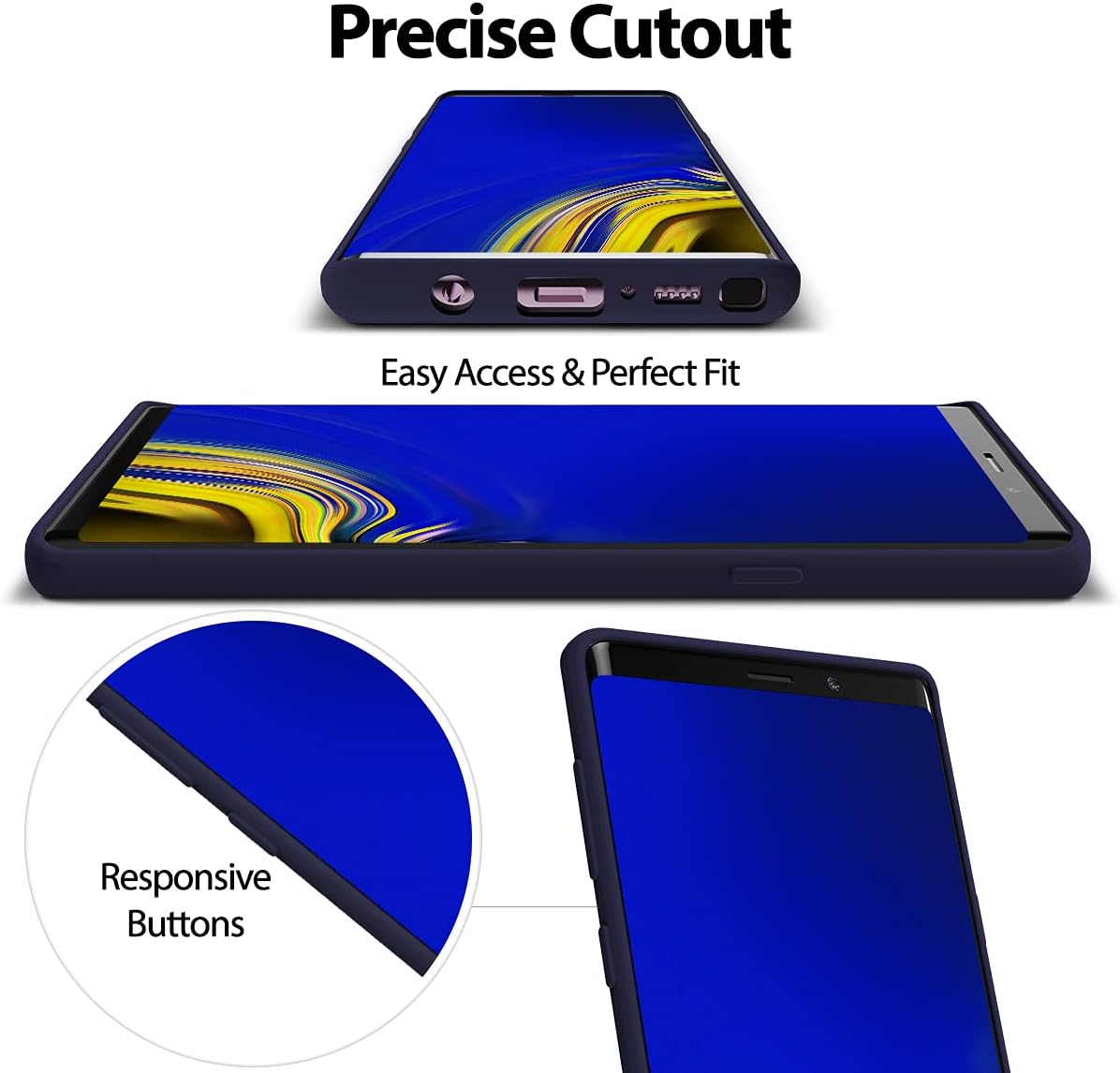 Liquid Silicone Case/cover for Samsung Galaxy Note 9. Jelly Rubber Bumper Case with inside Soft Microfiber Lining