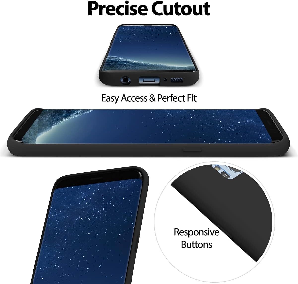 Liquid Silicone Case/cover for Samsung Galaxy S8 plus. Jelly Rubber Bumper Case with inside Soft Microfiber Lining