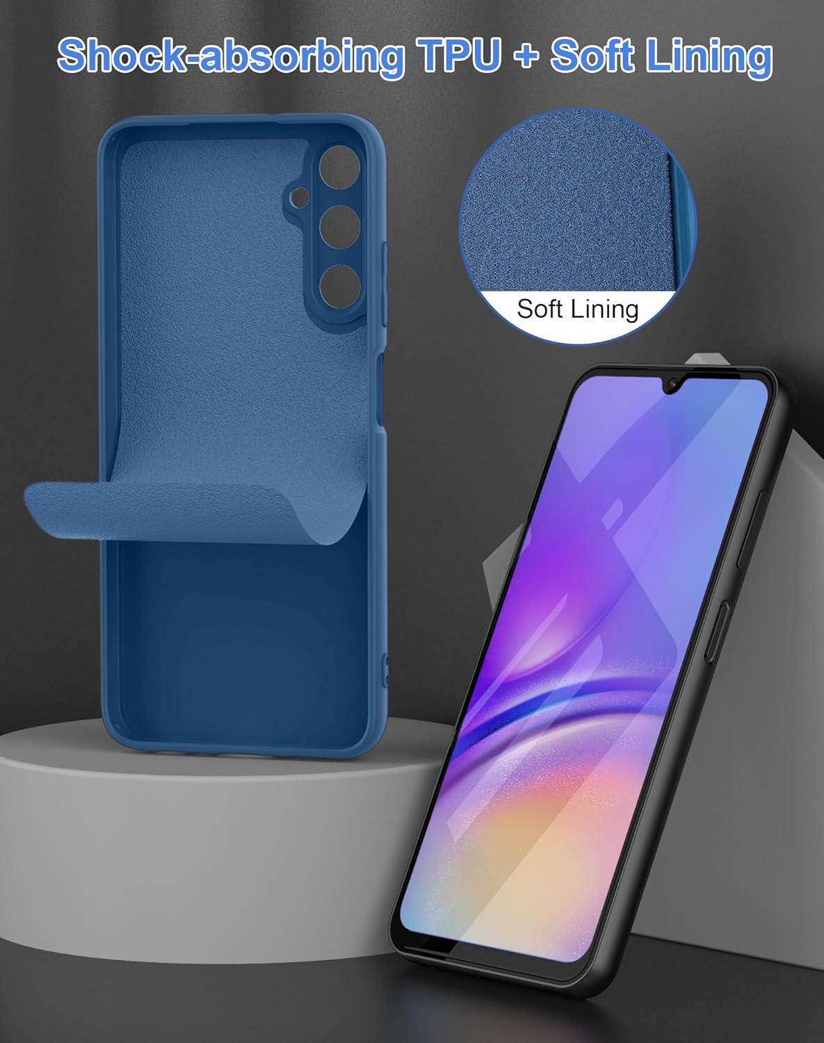 Liquid Silicone Case/cover for Samsung Galaxy A05s. Jelly Rubber Bumper Case with inside Soft Microfiber Lining