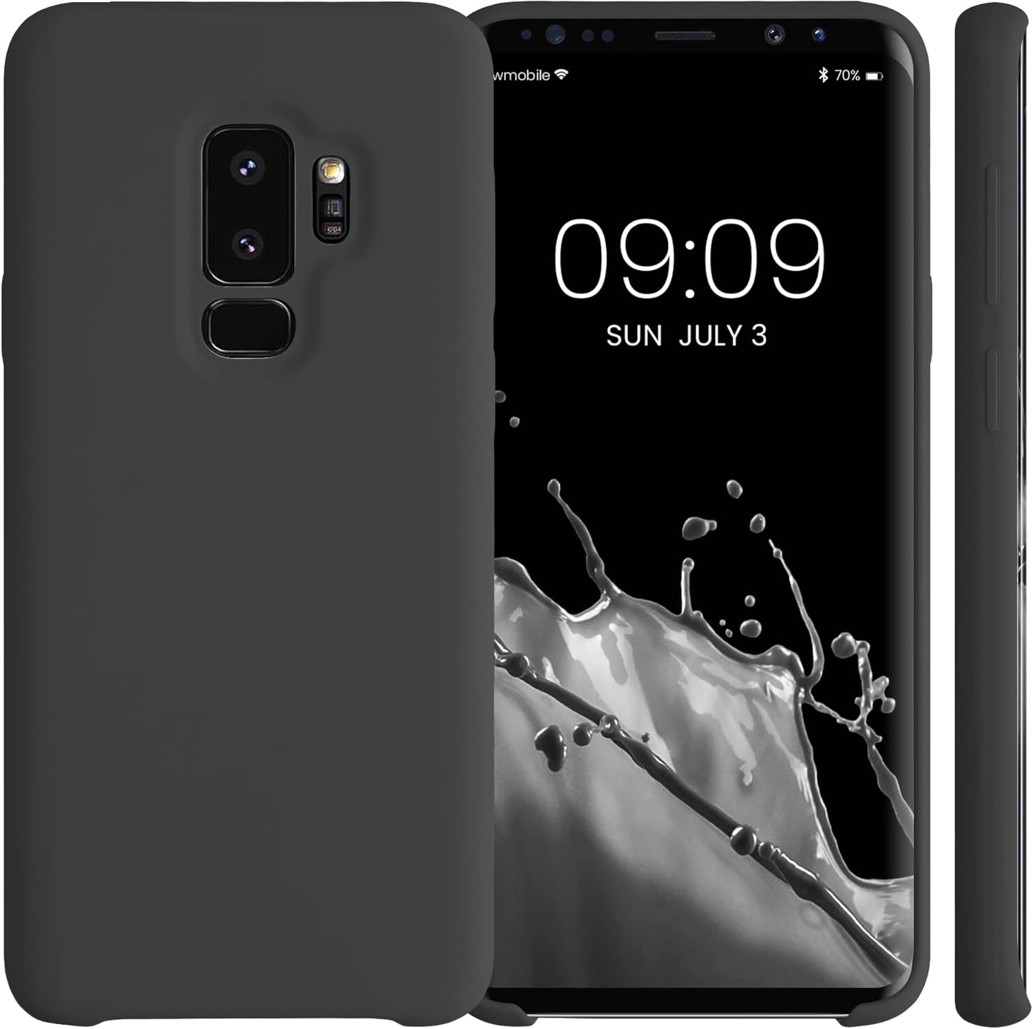 Liquid Silicone Case/cover for Samsung Galaxy S9 plus (+). Jelly Rubber Bumper Case with inside Soft Microfiber Lining