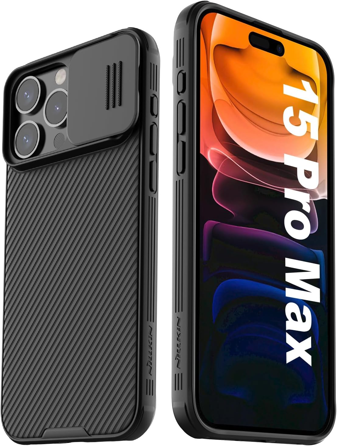 Nillkin for iPhone 15 Pro Max case, CamShield Pro 15 Pro Max Case with Slide Camera Cover, Back Cover Compatible with iPhone 15 Pro Max 5g case 6.7'' (Black)