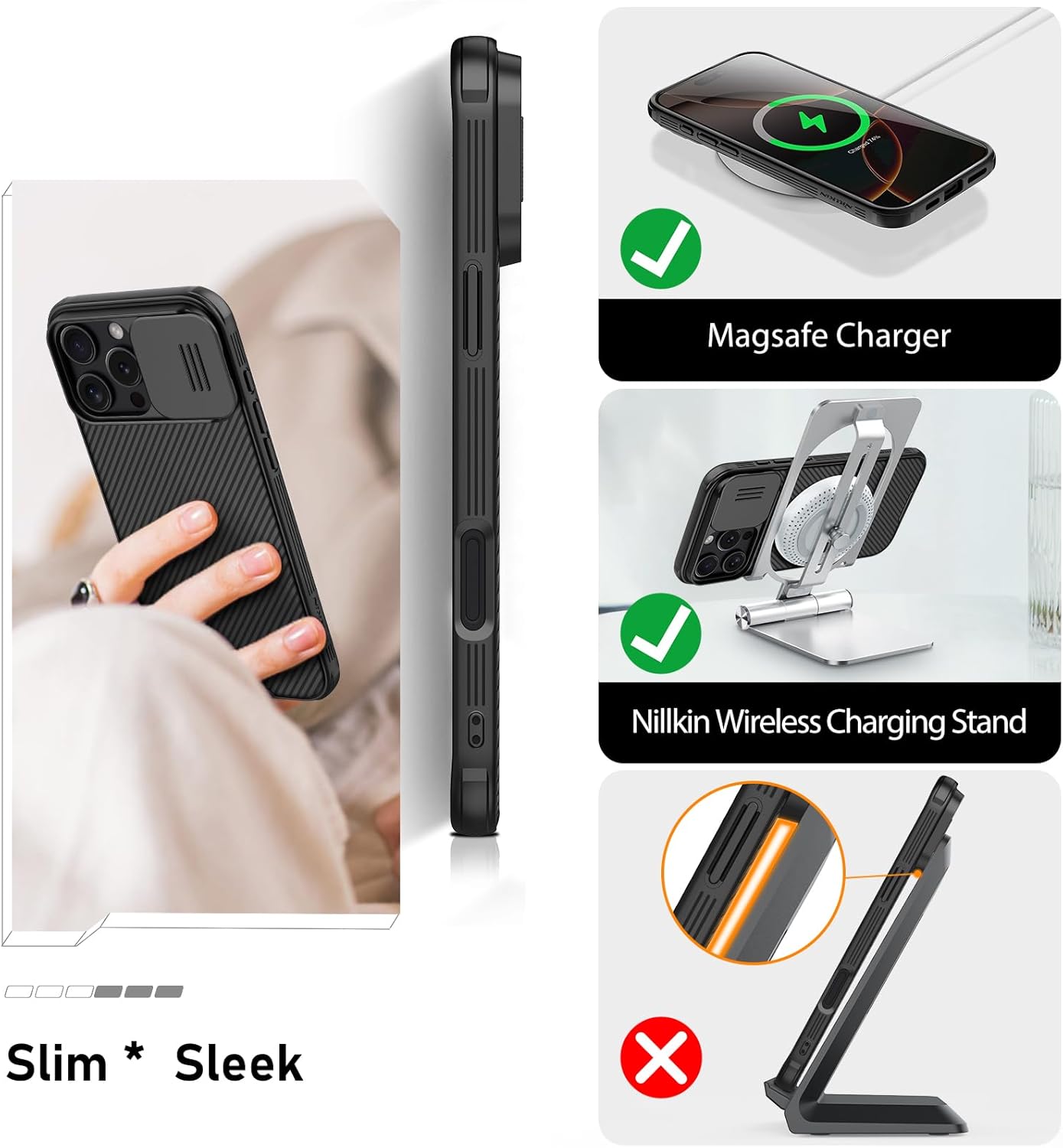 Nillkin for iPhone 16 Pro Max Case with Camera Protection Cover, CamShield Pro Case for iPhone 16 Pro Max Slim Stylish Protective Case Compatible for iPhone 16 Pro Max 5G 6.9
