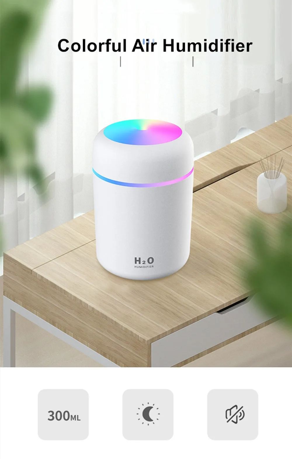 USB Nordic Humidifier Aromatherapy Humidifier With LED Light Air Freshener | Aromatherapy Diffuser with LED Light & Air Freshener for Home, Office, and Travel
