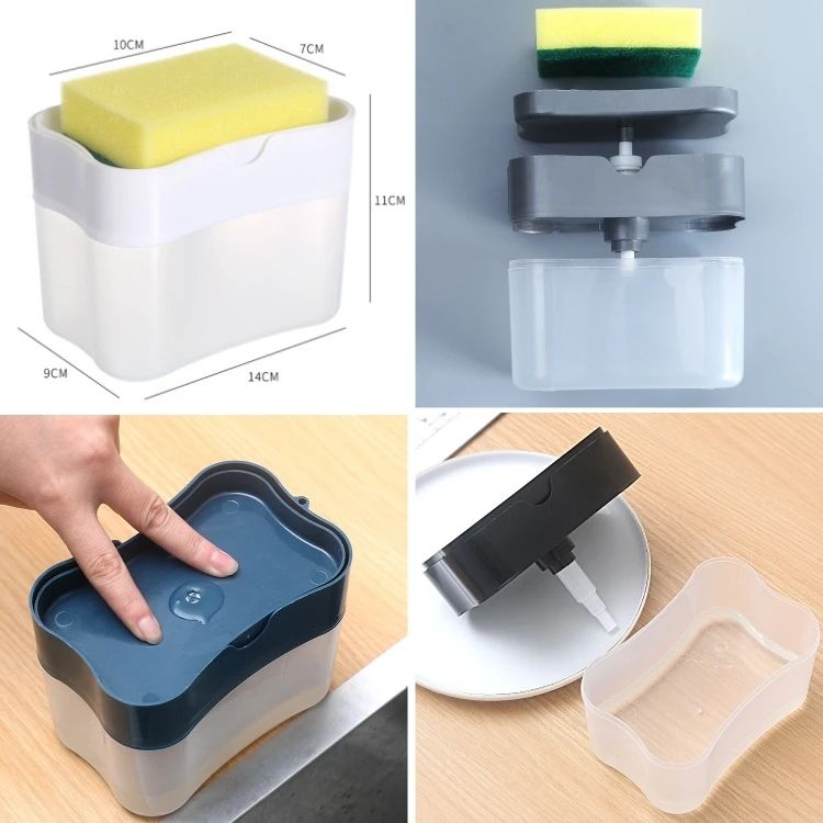 Kitchen Soap Dispenser | Soap Pump Sponge Caddy | New Kitchen 2-in-1 Manual