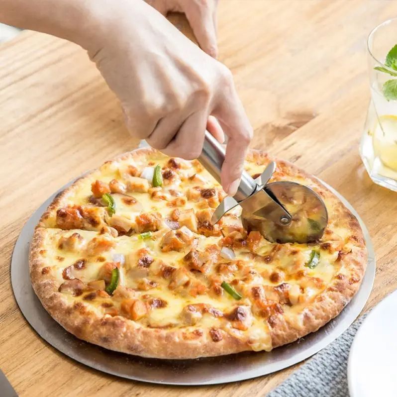 Single Wheel Stainless Steel Pizza Knife Multifunctional Tool Cutter | Stainless Steel Pizza Cutter Round Wheel Roller | Pizza Slicer