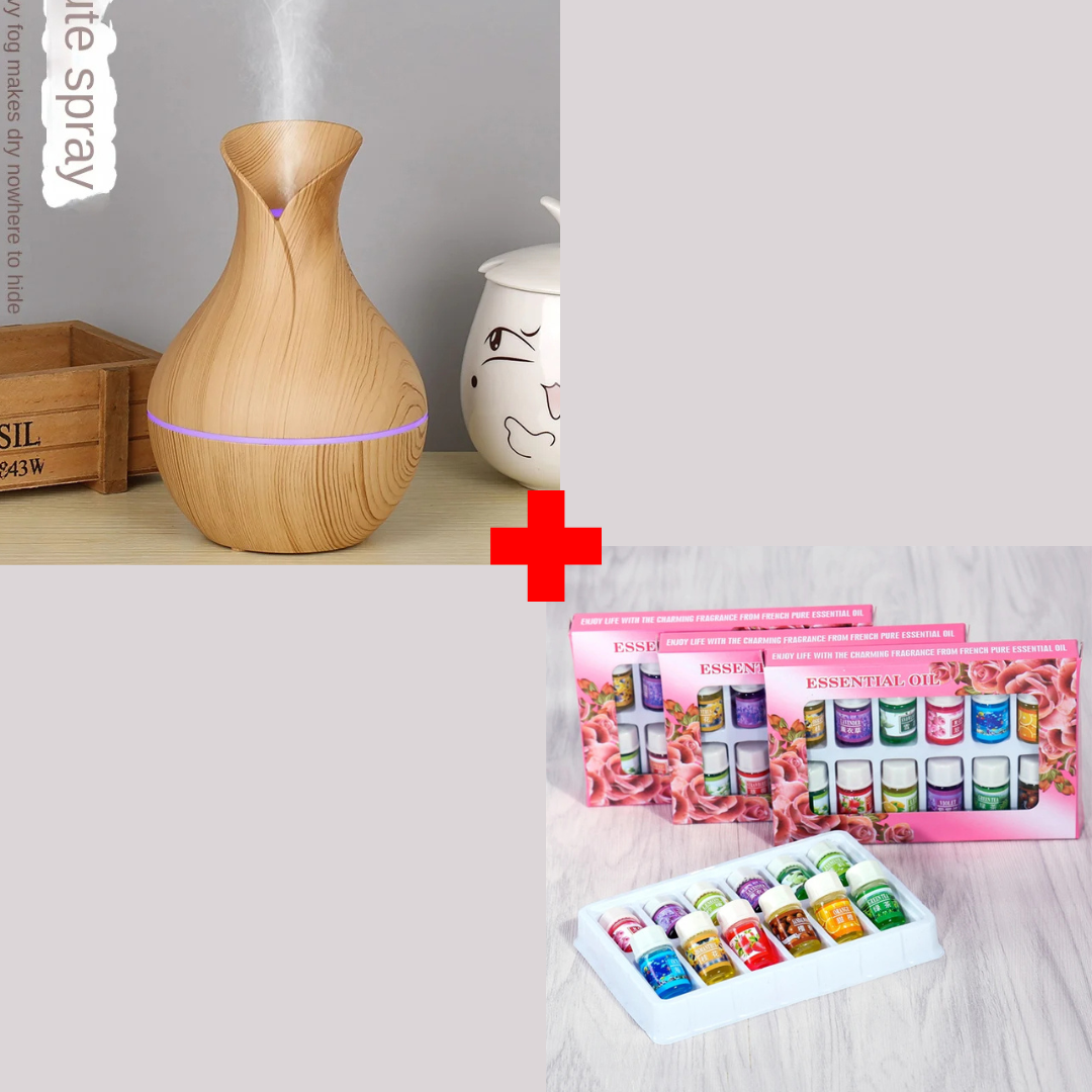 USB Aromatherapy Ultrasonic Humidifier and Scent Diffuser + 12pcs Different Scented Essential Oils. Keep the air moist and your home smelling lovely all at once!